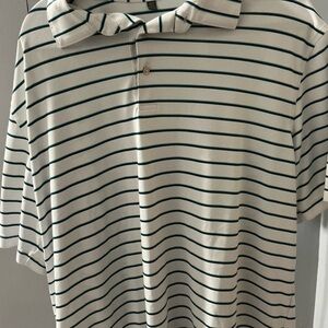 Peter Millar White and Teal Polo Shirt.    Sly